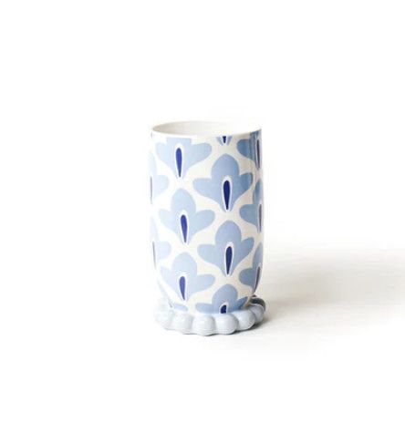 Iris Blue Medium Cylinder Vase with Knobbed Foot