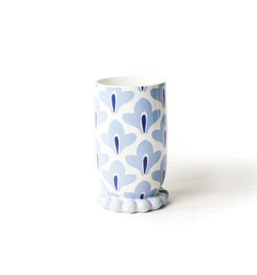 Iris Blue Medium Cylinder Vase with Knobbed Foot
