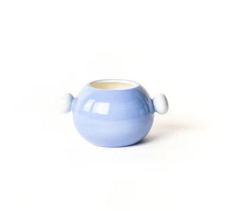 Iris Blue Medium Round Vase with Knob Handles