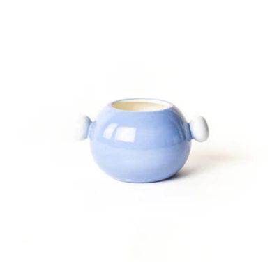 Iris Blue Medium Round Vase with Knob Handles
