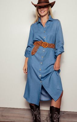 The Kelly Western Denim Midi Shirt Dress