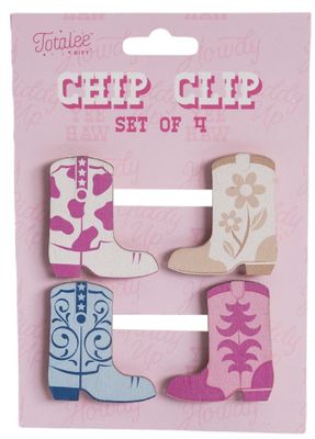 Boot Wooden Chip Clips Set of 4