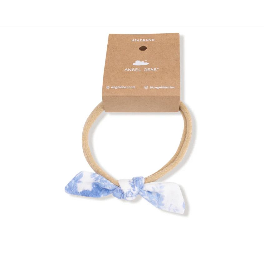 Dream Cottage Floral Blue Bow with Nylon Headband