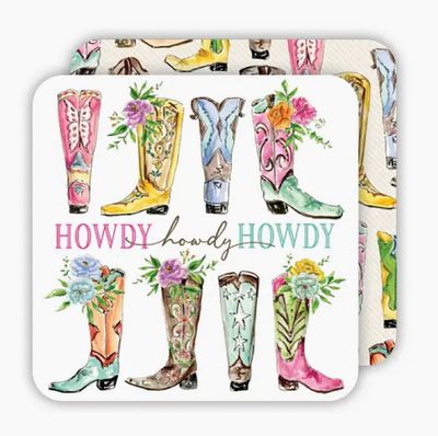 Howdy Howdy Howdy Fancy Boots Reversible  Coaster Set of 20