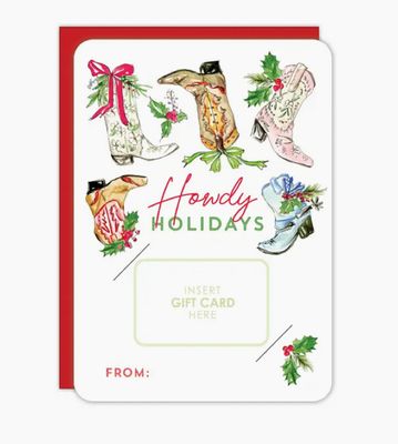 Holiday Gift Card Greeting Card | Howdy Holidays Boots