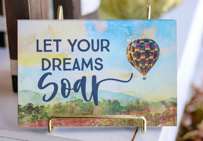 Dreams Soar Balloon Wood Postcard