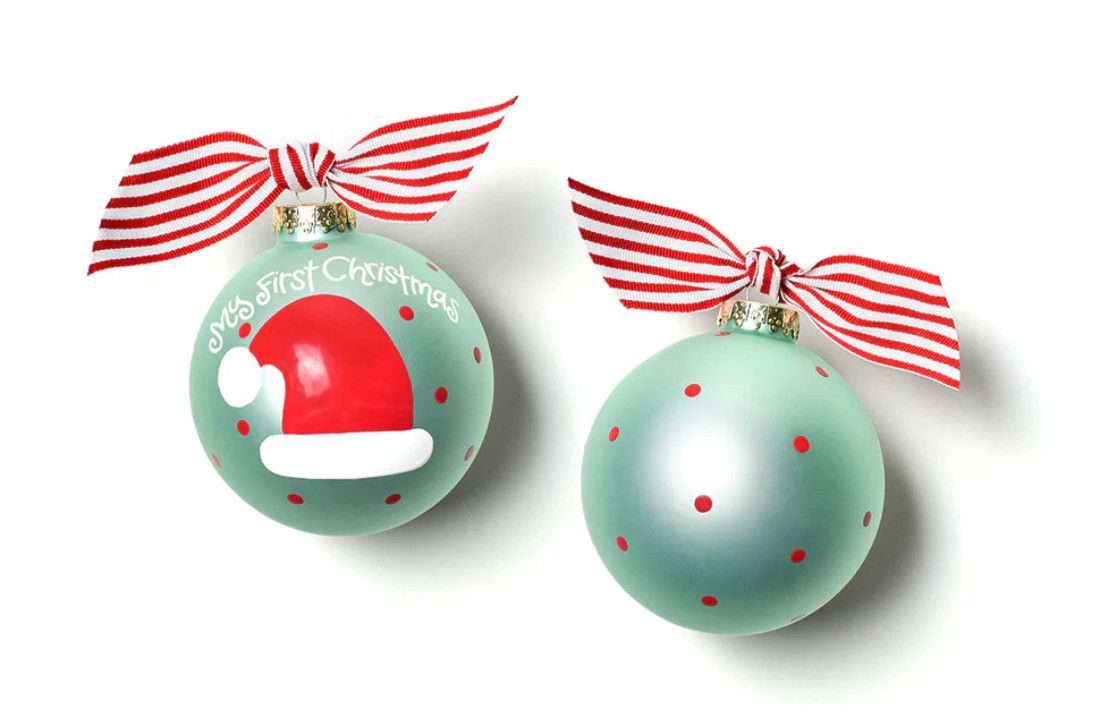 Coton Colors Glass Ornament | First Cmas Hat Boy