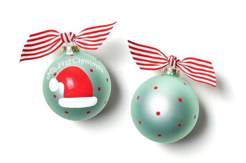 Coton Colors Glass Ornament | First Cmas Hat Boy