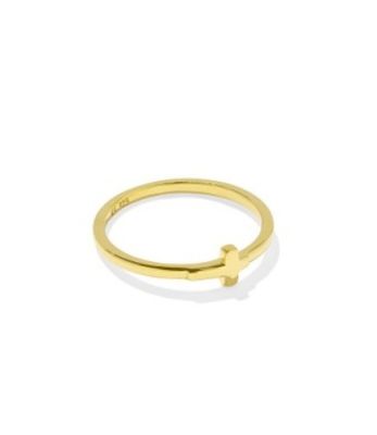 Cross Inline Band Ring 18k Gold Vermeil