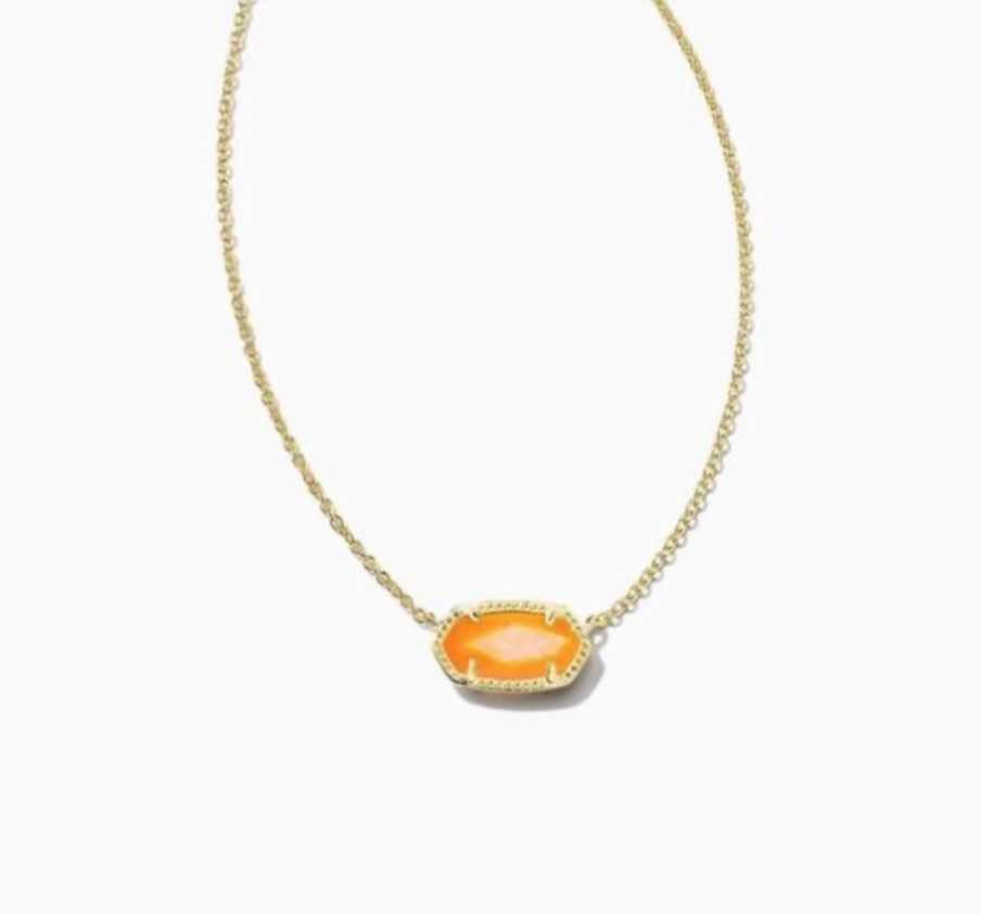 The Elisa Necklace in Gold Orange Mother of Pearl