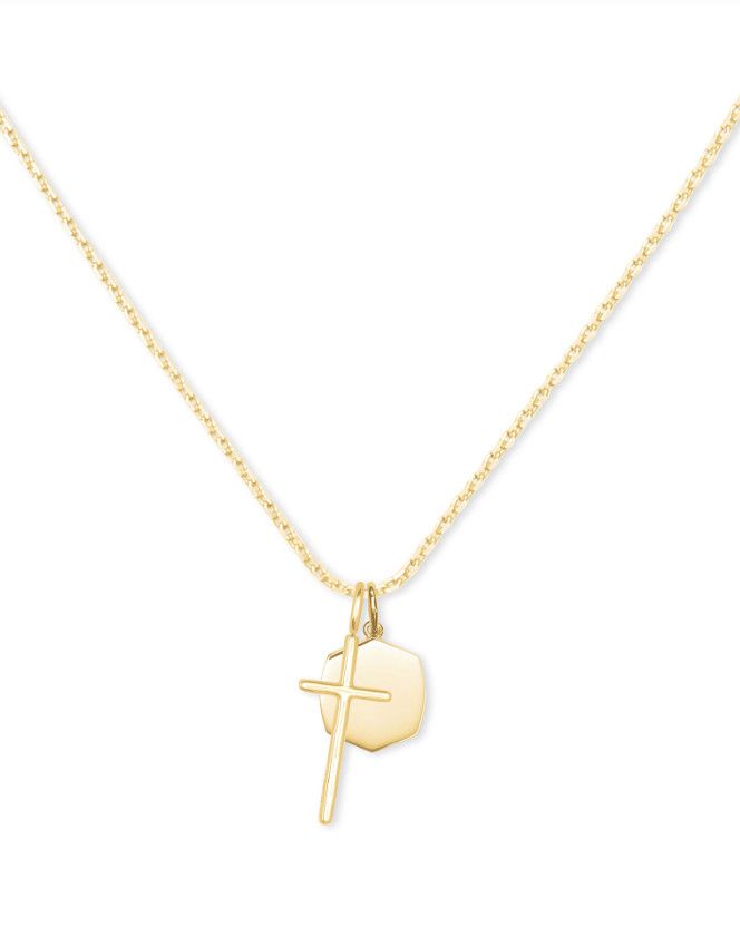 The Davis Cross Charm Necklace 18K Gold Vermeil
