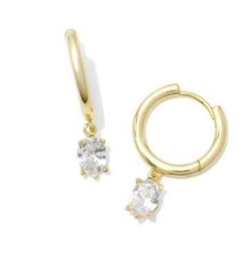 The Cailin Single Stone Huggie Gold White Crystal
