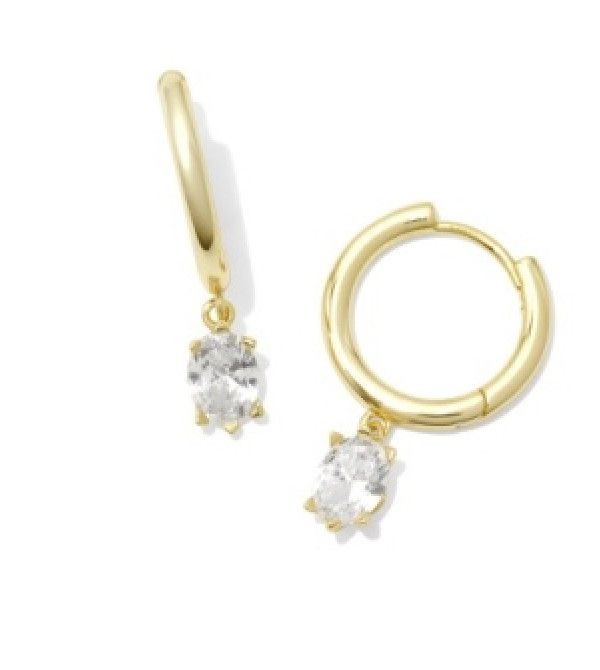 The Cailin Single Stone Huggie Gold White Crystal
