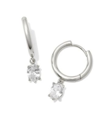 The Cailin Single Stone Huggie Silver White Crystal