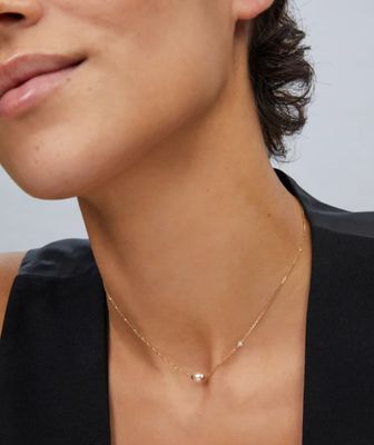 The Cathleen Short Pendant 14K Gold White Pearl