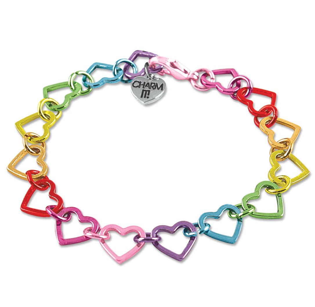 Charm It! Rainbow Heart Link Bracelet