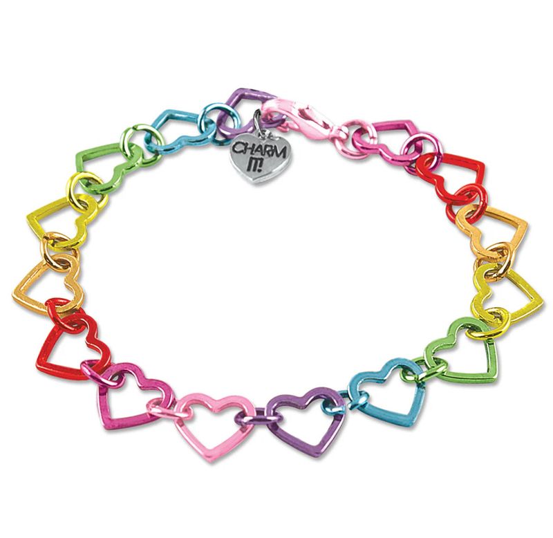 Charm It! Rainbow Heart Link Bracelet