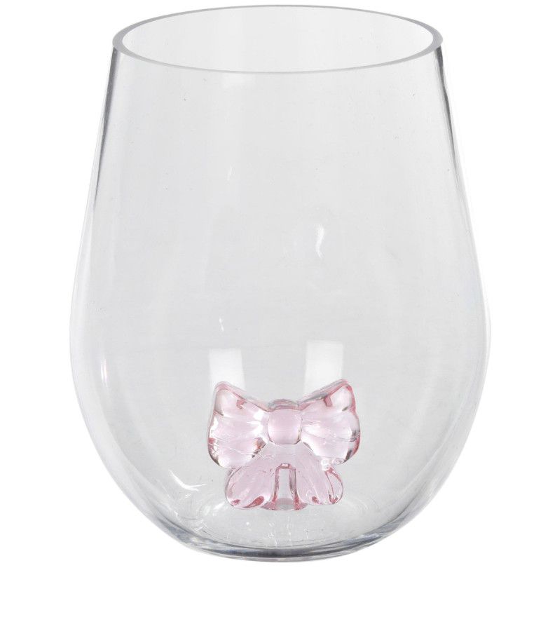 Coquette Pink Bow Stemless Wine Glass