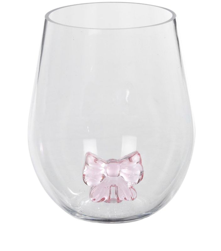 Coquette Pink Bow Stemless Wine Glass