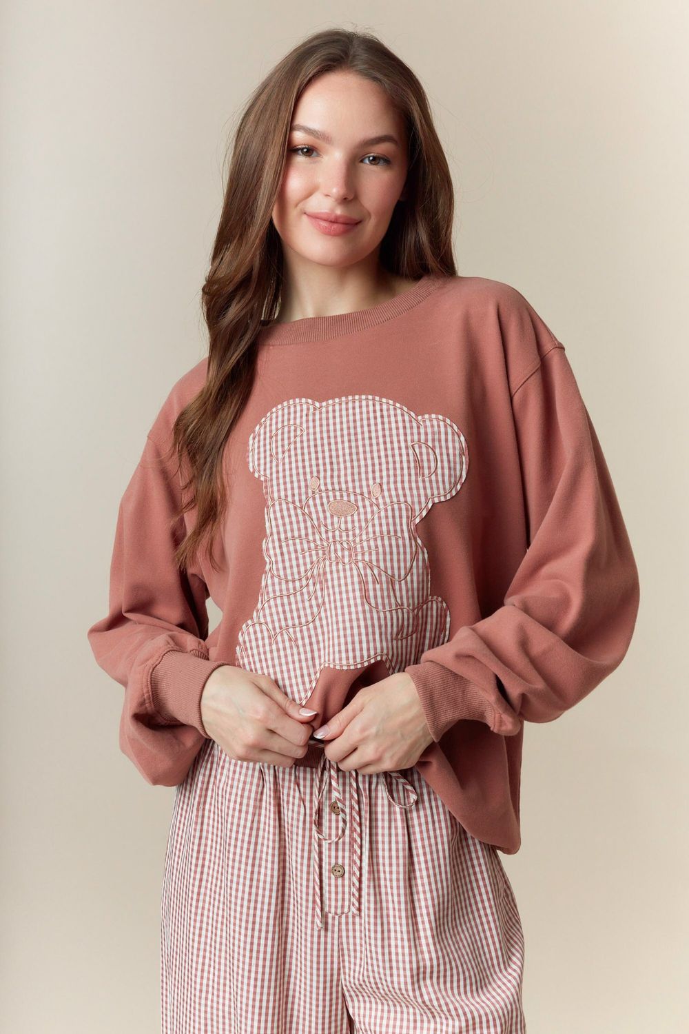 The Gracie Gingham Bear Top, Size: S