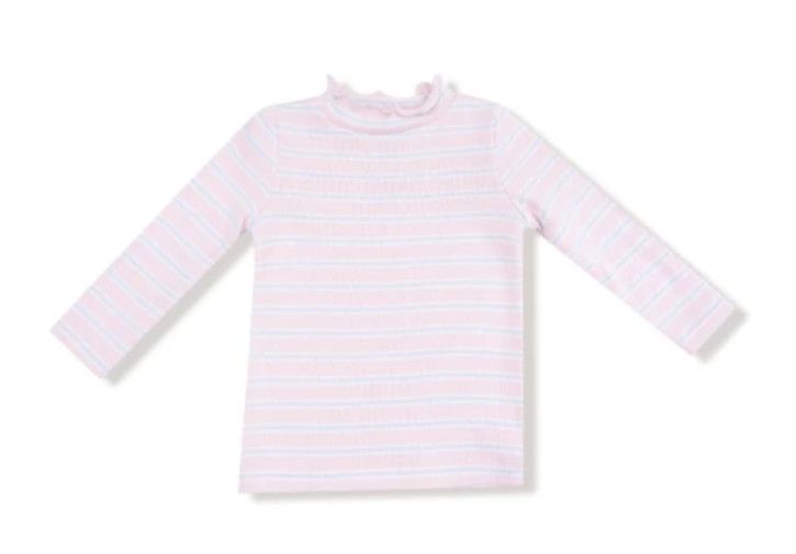 Long Sleeve Mock Turtleneck Pink Stripe, Size: 12-18 mo