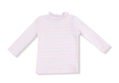 Long Sleeve Mock Turtleneck Pink Stripe