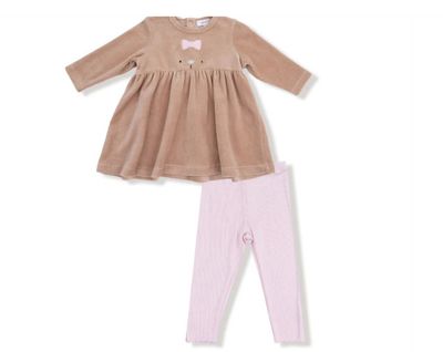 Velour Teddy Bear Dress with Legging