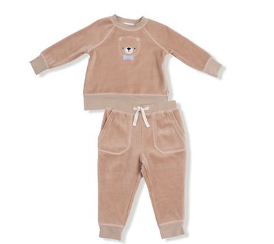 Velour Teddy Bear Sweatshirt Jogger Set