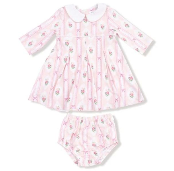 Ogee Lace Floral Box Pleat Dress with Diaper Cover