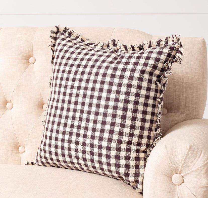 Black &amp; Cream Check Pillow