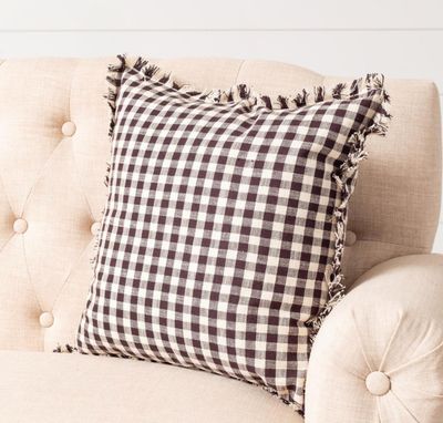 Black &amp; Cream Check Pillow
