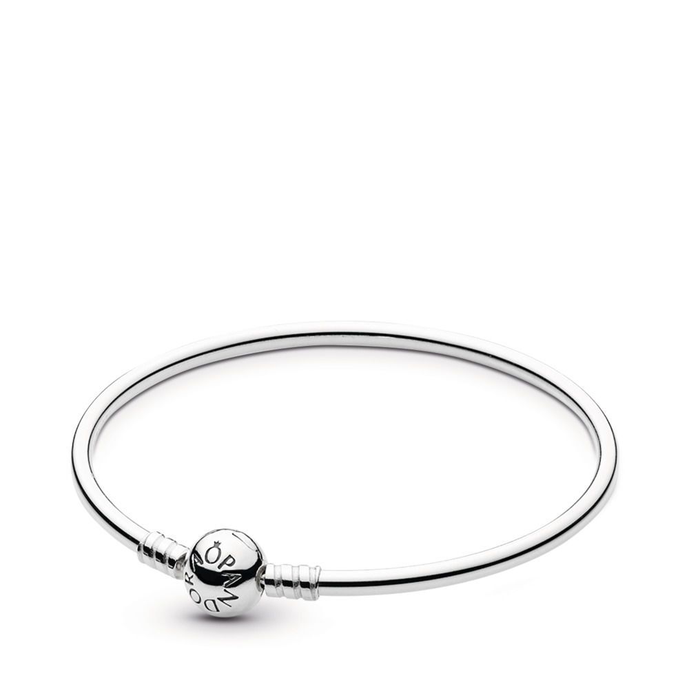 PANDORA™ Moments Silver Bangle Bracelet, Size: 17