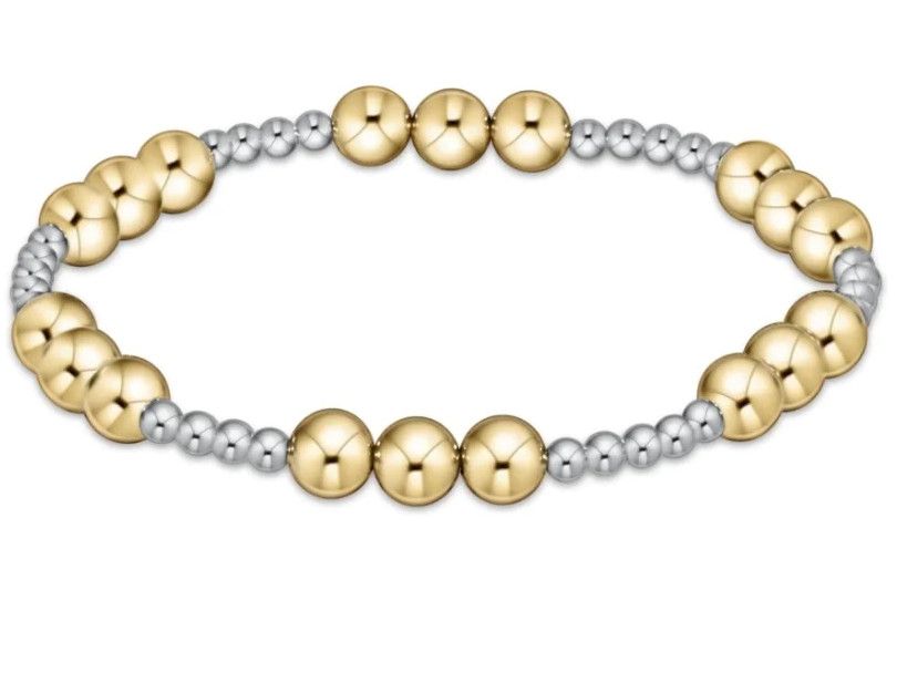 Classic Joy Pattern Bead Bracelet Mixed Metal, Size: 6mm