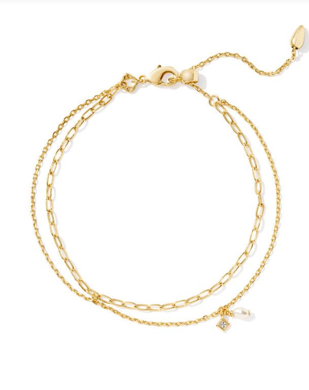 The Eve Multi Strand Bracelet White Pearl, Color: Gold