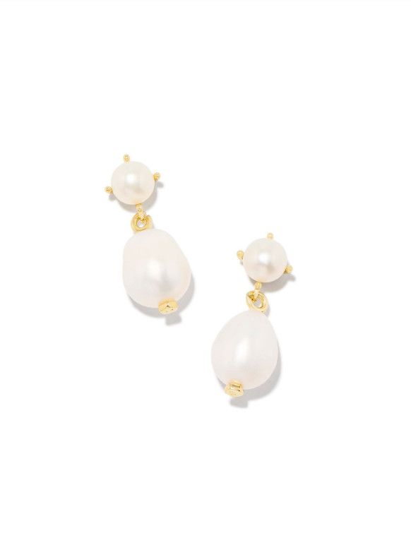 The Eve White Pearl Drop Earring, Color: Gold