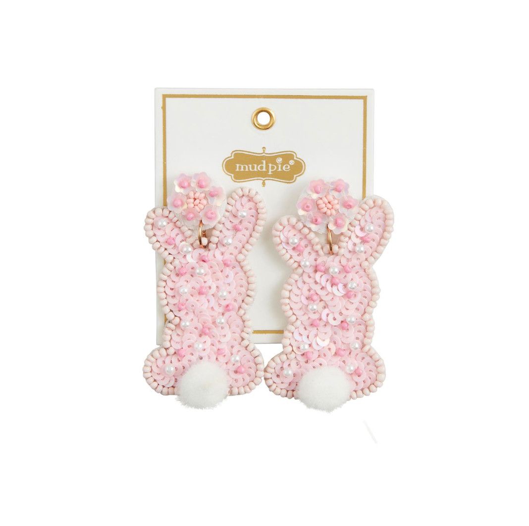 Easter Beaded Earrings, Color: Bunny