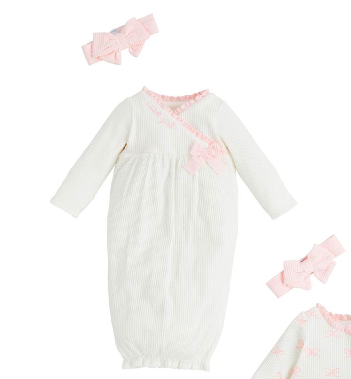 White Chainstitch Gown, Size: Newborn