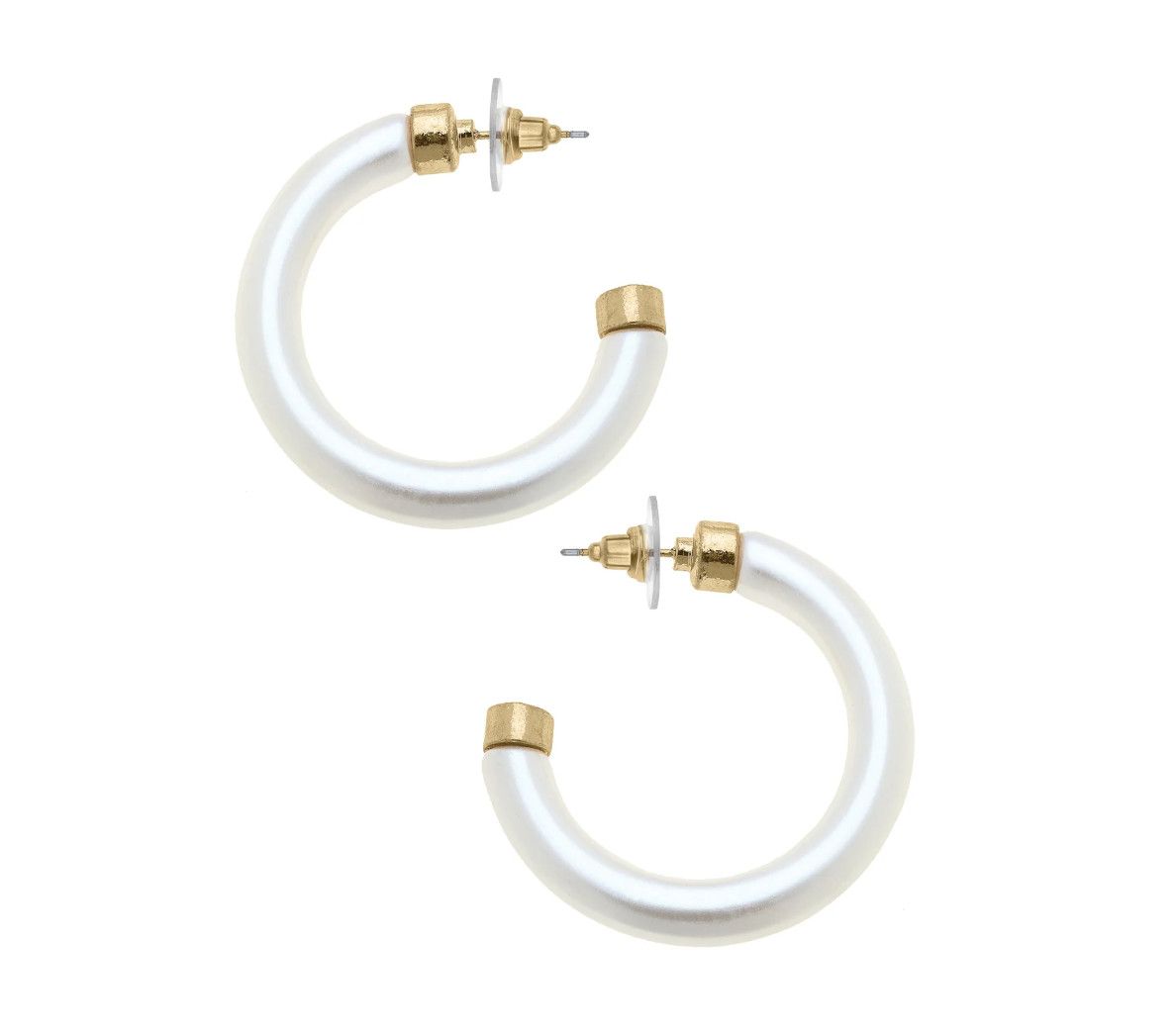 Hillary Hollow Hoop Earrings, Color: White