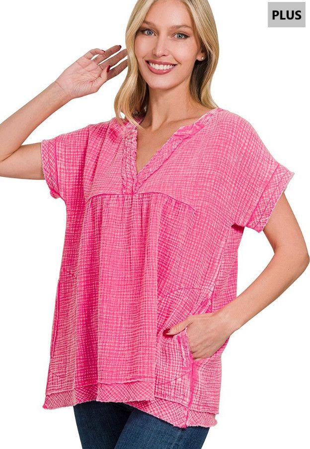 The July Top, Color: Pink, Size: 1X
