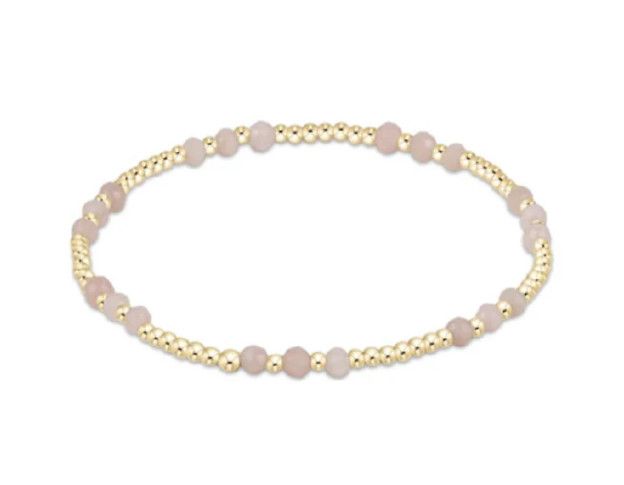 Gemstone Gold Joy Pattern 3mm Bead Bracelet, Color: Pink Opal