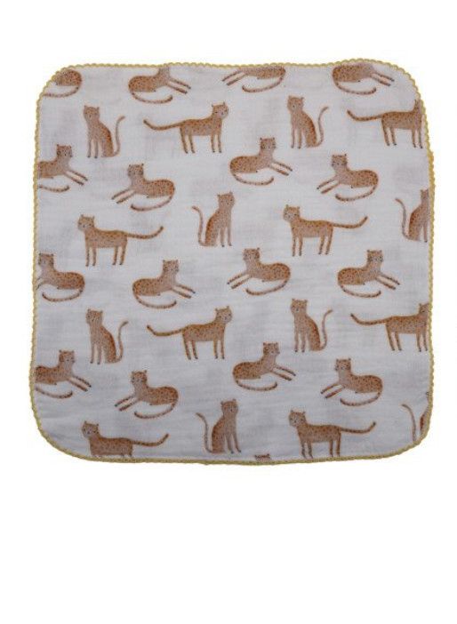 Square Cotton Burp Cloth, Color: Leopards