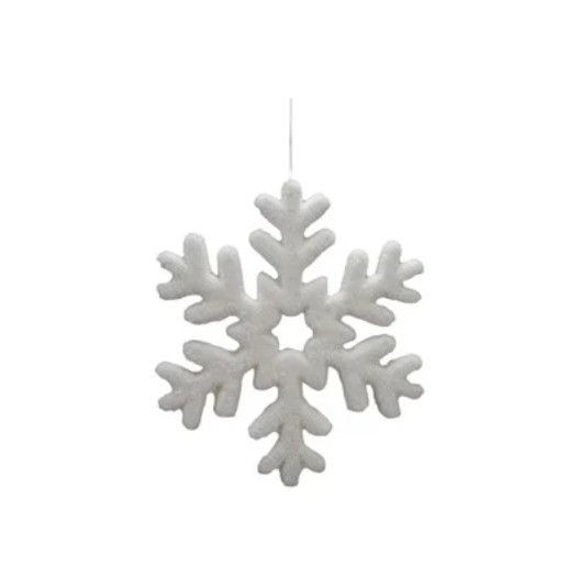 White Flocked Foam Snowflake Ornament, Size: Large