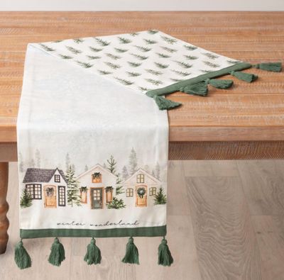 Reversible Table Runner Cozy Cottage/Winter Wonderland