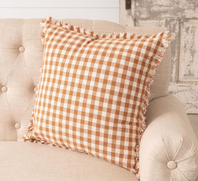 Rust &amp; Cream Check Pillow
