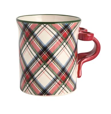 Bow Tartan Figural Handle Mug
