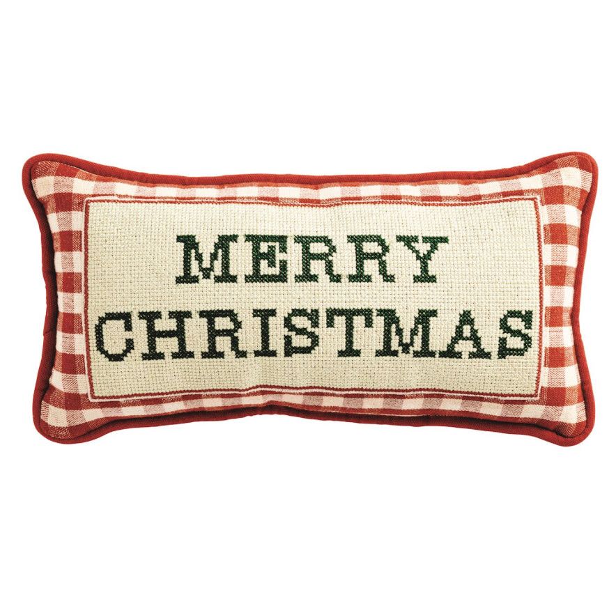 Merry Christmas Needlepoint Pillow
