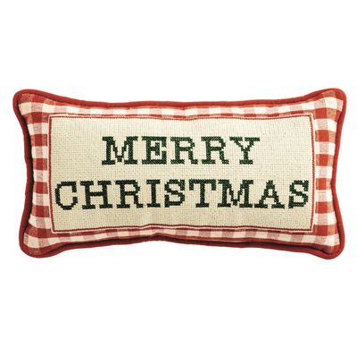 Merry Christmas Needlepoint Pillow
