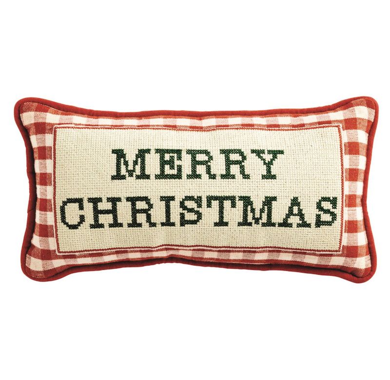 Merry Christmas Needlepoint Pillow