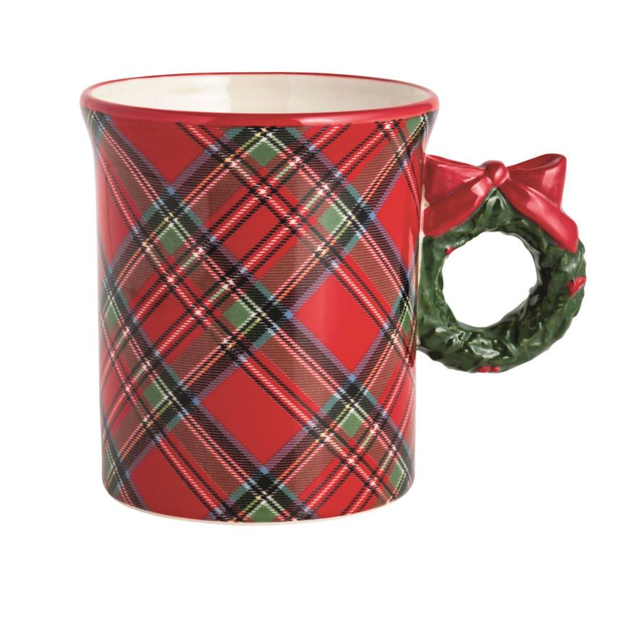 Wreath Tartan Figural Handle Mug