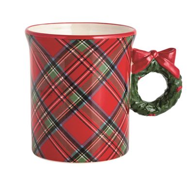 Wreath Tartan Figural Handle Mug